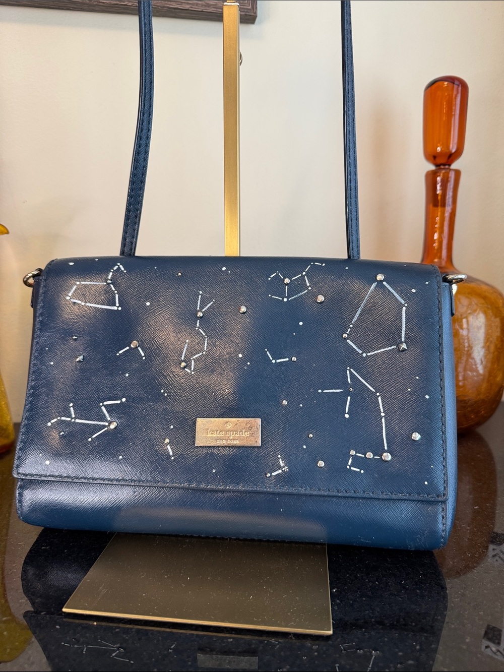 kate spade customized navy constellation studded crossbody bag